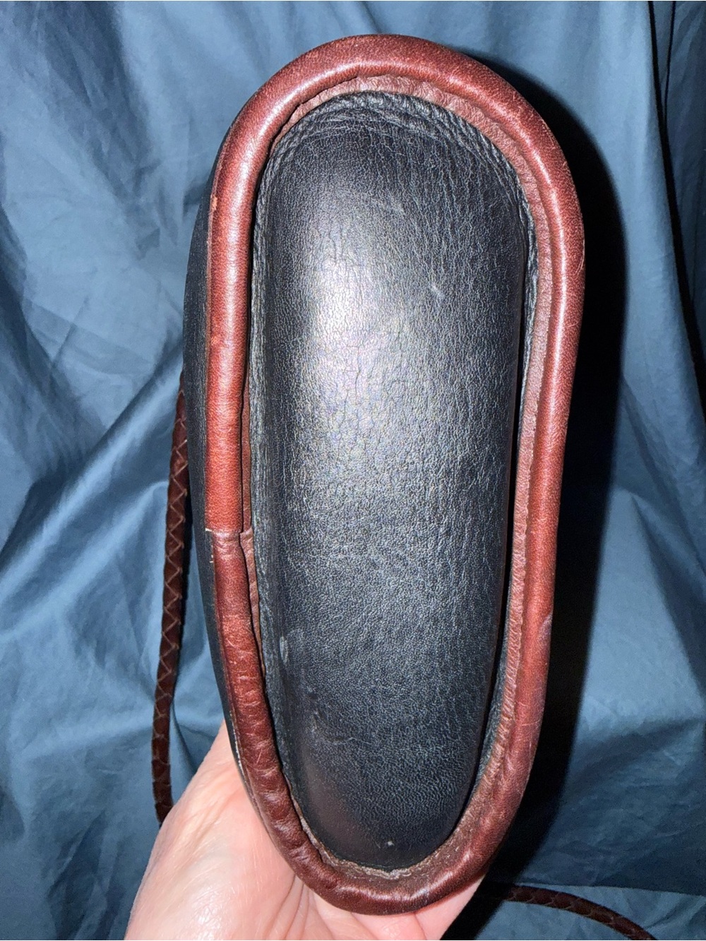 Vintage Brighton Brown Leather Woven-Accent Crossbody Bag - Picture 4 of 11